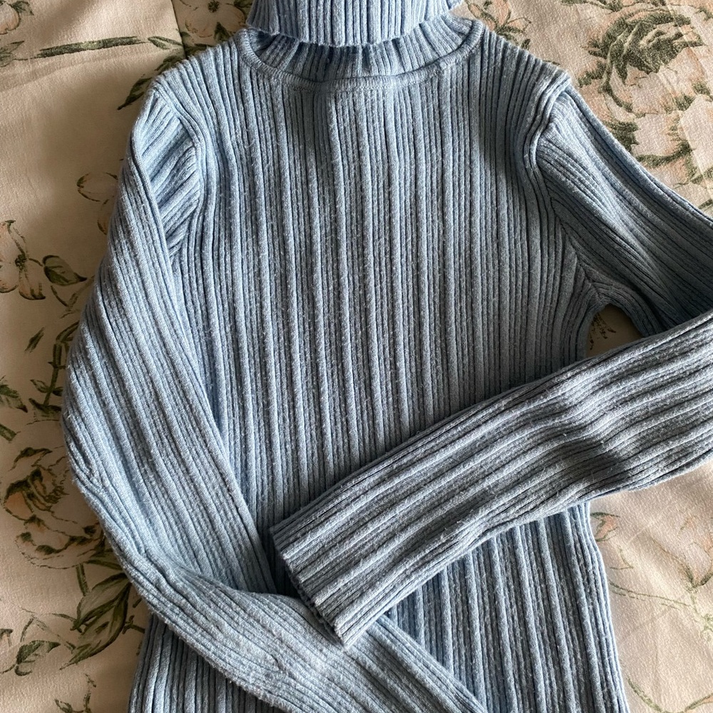 2 sets: Zara kids size 6/7 1 Elegant Gray& 1 blue Turtleneck Sweater - Picture 4 of 5